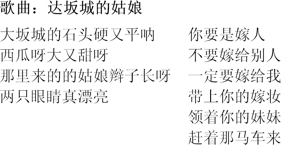 Index of songs Chinese lyrics